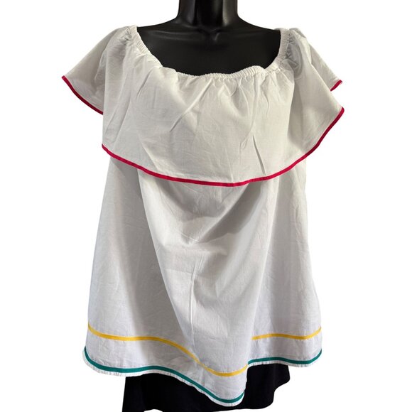 Lane Bryant Top 18/20 Off-Shoulder Ruffle Top White Blouse NWT - Picture 1 of 9